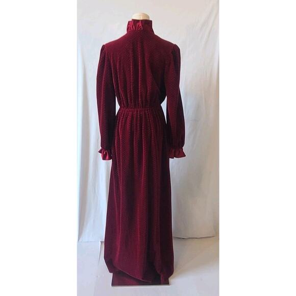 Vintage R. Michael Alan Womens Burgundy Dark Red Velour Robe Medium Holiday - Picture 5 of 7